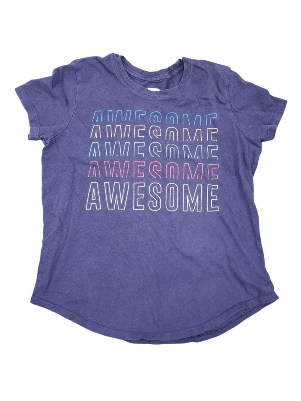 Girl's Old Navy ON Navy Blue Awesome Tee T-Shirt Large 10-12 Top Soft Cotton